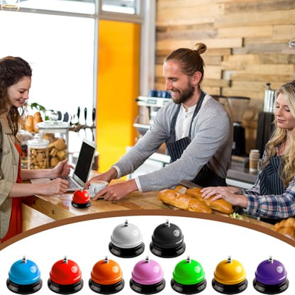 10 Pcs Game Call Bell Colorful Desk Bell Metal Ring Bell 3 Inch Diameter Hand Bells Bulk for Adults Service Bell for Desk Hotel Restaurant Office School Kitchen Bar Counter Supplies