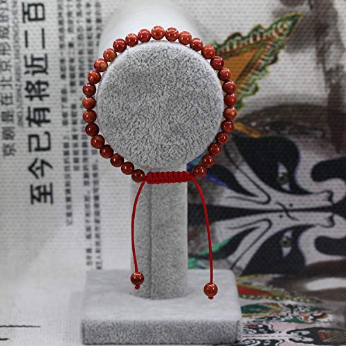 Keleny Natural Gemtone 6mm Round Beads Crystal Adjustable Braided Macrame Tassels Bracelets Unisex - color: Dyed Red Coral