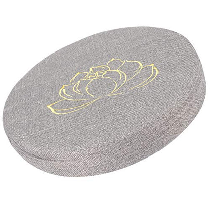 Meditation Cushion, Yoga Mat with Detachable Washable Cover, Soft Handheld Design for Zen Tea Ceremony Floor Window (40 cm in Diameter and 6 cm in Thickness) - color: Grey Embroidered Lotus Pattern