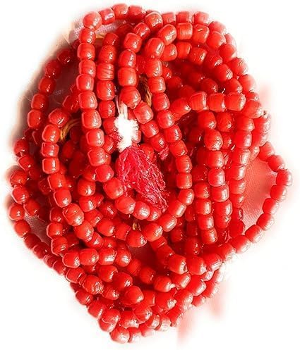 Rudraksh Mala, Natural Himalayan Genuine Original Rudraksha Rosary - style: Lal Muga Jaap Mala 5MM