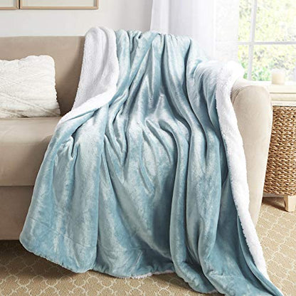 Sherpa Throw Blanket Super Soft Reversible Ultra Luxurious Plush Blanket, 50 x 60 inches, Tourmaline Blue/White - color: Turmaline Blue / White, size: Throw (50" x 60")