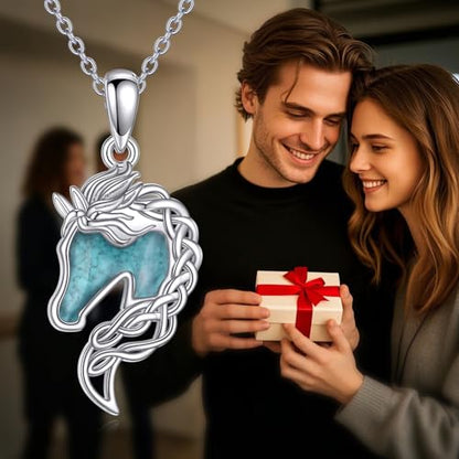 Animal Necklace 925 Sterling Silver Pendant Jewelry Gift for Women Animal Lover - style: Horse