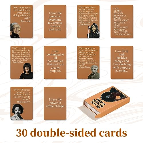 Sincerez Affirmation Cards for Black Women - Daily Affirmations with Mindfulness Quotes and Inspirational Sayings, 30 Cards, 60 x 90 mm