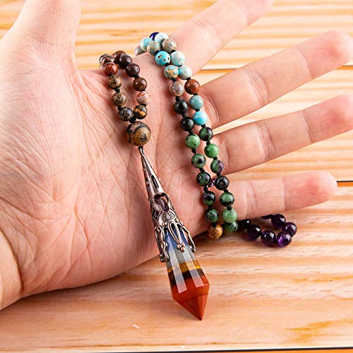 Bivei 108 Mala Beads Bracelet Real Gemstone Yoga Pendants Meditation Hand Knotted Mala Prayer Necklace