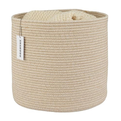 XUANGUO Cotton Rope Basket For Girls Boys Kids 16”X14” Baby Laundry Basket Nursery Bin Round Woven Baskets Organizer For Storage Toys Blankets Shoes Clothes oatmeal