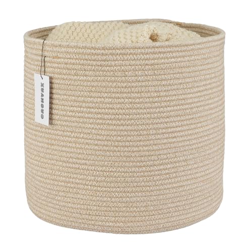 XUANGUO Cotton Rope Basket For Girls Boys Kids 16”X14” Baby Laundry Basket Nursery Bin Round Woven Baskets Organizer For Storage Toys Blankets Shoes Clothes oatmeal