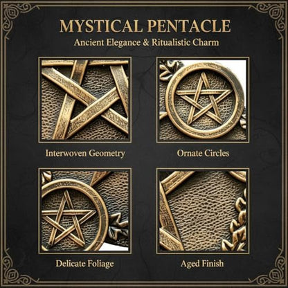 Pentacle Star Candle Holder, Resin Tealight Holder Tray with 5 Sockets, Golden Altar Supplies, 8.7 in Astrology Pentacle Altar Plate for Rituals, Spells, Home Decor