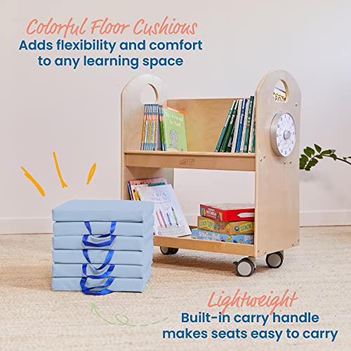 ECR4Kids SoftZone Floor Cushions, Square, Flexible Seating, Powder Blue, 6-Piece - color: Powder Blue