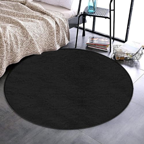 Modern Round Area Rug, Non-Slip Machine Washable Kitchen Office Circle Rug, Room Sofa Yoga Soft Round Carpet Compatible with Black 36inch(90cm) - color: Color63, size: 36inch(90cm)
