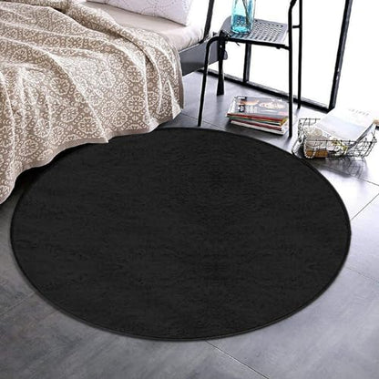Modern Round Area Rug, Non-Slip Machine Washable Kitchen Office Circle Rug, Room Sofa Yoga Soft Round Carpet Compatible with Black 36inch(90cm) - color: Color63, size: 36inch(90cm)