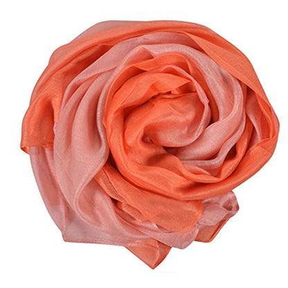Cotton Silk Scarf Elegant Soft Wraps Color Shade Scarves for Women - color: Orange