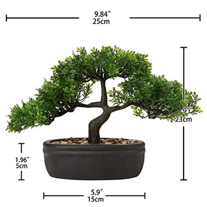 Artificial Bonsai Tree Juniper Faux Plants Indoor Small Fake Plants Decor with Ceramic Pots for Home Table Office Desk Bathroom Shelf Bedroom Living Room Farmhouse Decorations - style: 9" Ficus