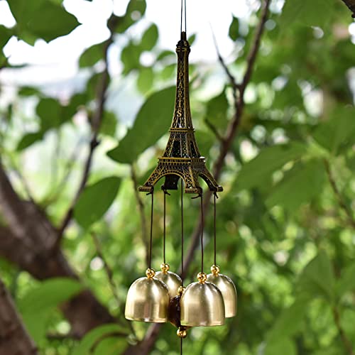 Maydahui Eiffel Tower Retro Wind Chime (20.5 Inch H) Alloy Wind Bell Musical Windchime with S Shaped Hook for Mom Gifts Festival Garden Party Indoor and Outdoor Decor