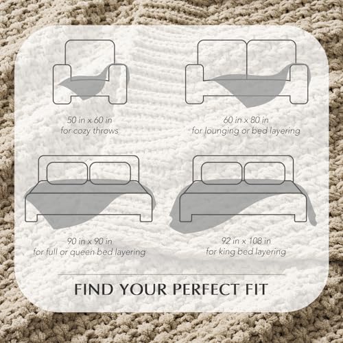 Chunky Chenille Knit Throw Blanket for Couch, Soft Luxurious Moss Stitch Blankets for Bed, Cozy Decorative Farmhouse Knitted Throws for Sofa, Sand Dune, 50" x 60"