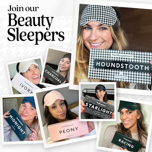 Pure Silk Sleep Mask [100% 6A Mulberry Silk, 22 Momme] Light Blocking Travel Essentials. Eye Masks for Sleeping. Black Oeko-Tex Blindfold. Eye Covers for Men & Women - color: Houndstooth