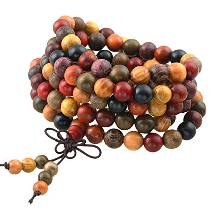 SUNYIK 8mm 108 Tibetan Buddhist Mala Bracelet Natural Beaded Prayer Bead for Women Men