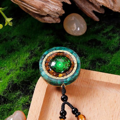 Day Day Up Orgonite Necklace - Sri Yantra Rotatable Pendant For Anti Stress Anxiety & Meditation - Malachite And Tiger Stone For Spiritual Healing & Positive Energy