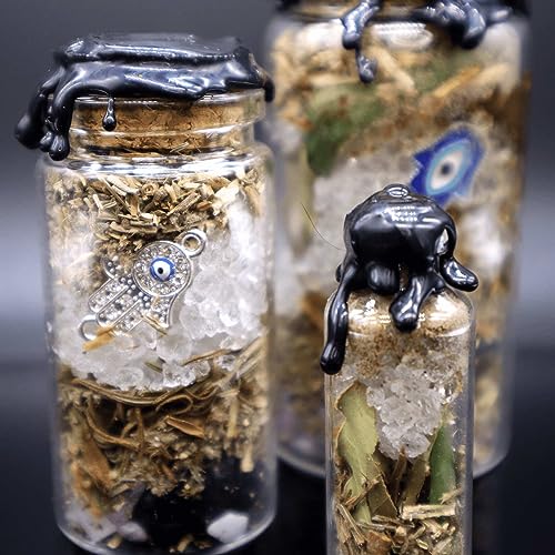 BlkGrlMagick Handcrafted Mini Good Luck Spell Jar, Lottery, Prosperity, Gambling, Casino Success, Good Fortune Law of Attraction Spell Bottle, Moon Charged Witch Bottles, Hoodoo Altar Tools - size: Luck Spell