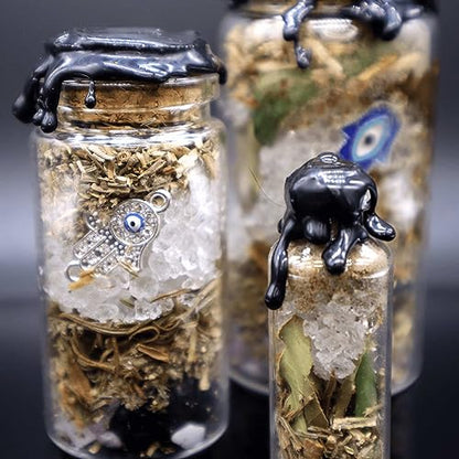 BlkGrlMagick Handcrafted Mini Protection Spell Jar, Real Banishing Crystals, Homegrown Herb, Banish Negativity, Remove Hex Jinx, Break Curse, Bad Habits, Black Owned Apothecary Ritual Gifts - size: Protection Spell
