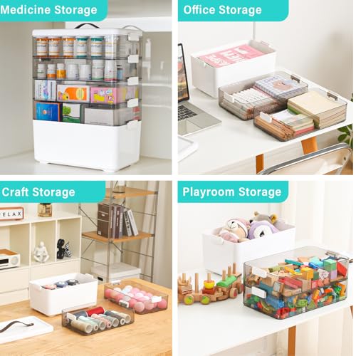 Homaigie Extra Tall 5-Tier Medicine Cabinet Organizer for Upright Medicine Bottles Organizer, Portable Medicine Storage Box with Leather Handle, Empty First Aid Kit Container for Home, Travel - size: 5 Tier
