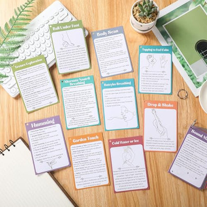 32 Pcs Somatic Therapy Exercise Cards 5.9 x 4 Inches Mindfulness Cards Coping Skills for Nervous System Regulation, Relieve Anxiety, Reconnect with Your Body, and Find Comfort