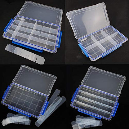 Kamay's XL Heavy Duty Adjustable 24 Compartment Slot Plastic Craft Storage Box with O-Ring Seal 3 Thick Snap Locks Ideal for Small Items(14 * 8.9 * 2inch) - style: O-Ring Seal XL Compartment Slot
