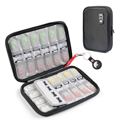 USB Flash Drive Case with Labels, Portable USB Case Organizer, Flash Drives Storage Cases Holds 24 Drives & 4 SD Cards, Thumb Drives Bag, Carrying Pouch for Samsung & Sandisk & Memory Stick