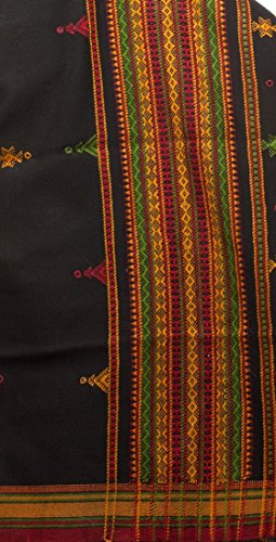 Exotic India Shawl from Kutch with Embroidered Bootis and Mirrors - Wool - color: Jet Black