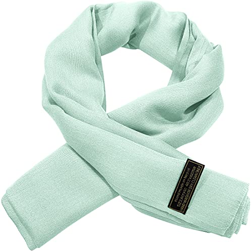CJ Apparel Solid Color Fringe Design Fringe Shawl Scarf Wrap Stole Throw Head Wrap Pashmina Gift Hand Made in Nepal New - color: Celeste Fc1019h