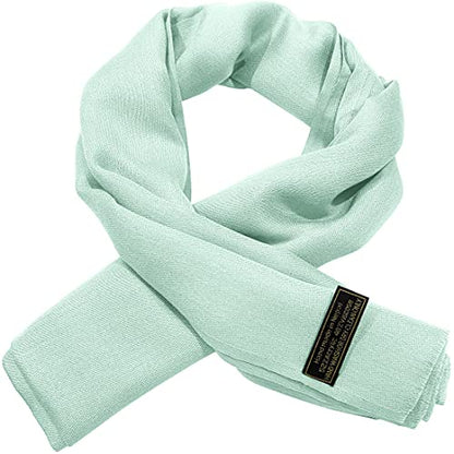CJ Apparel Solid Color Fringe Design Fringe Shawl Scarf Wrap Stole Throw Head Wrap Pashmina Gift Hand Made in Nepal New - color: Celeste Fc1019h