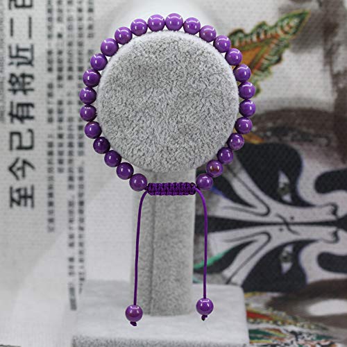 Keleny Natural Gemtone 6mm Round Beads Crystal Adjustable Braided Macrame Tassels Bracelets Unisex - color: Purple Lavendar Phosphosiderite