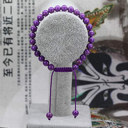 Keleny Natural Gemtone 6mm Round Beads Crystal Adjustable Braided Macrame Tassels Bracelets Unisex - color: Purple Lavendar Phosphosiderite