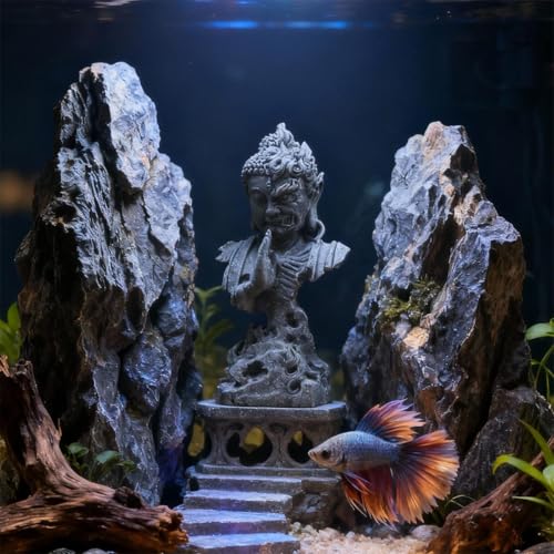livelyfish Meditating Buddha Statue Zen Garden Statues Sandstone Thinker Buddha Sculpture Figurine for Fish Tank Aquarium Home Decorations, Gift (CS) - size: CS
