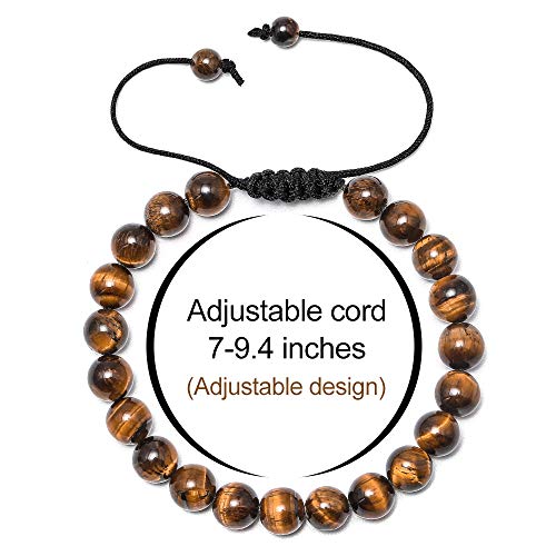 M MOOHAM Fathers Day Gift Mens Bracelet - Beaded Natural Stone 8mm Tiger Eye Matte Agate Lava Rock Bracelets for Men Teen Boys Grandpa Dad Birthday Gifts Jewelry - style: 3 Pcs Tiger Eye&Lava Rock