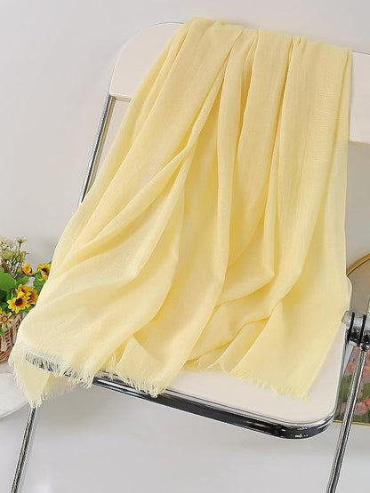 Harewom Lightweight Gauze Linen Feeling Shawl Wraps for Women Beach Summer Scarf for Evening Wedding Dresses - color: Shawl Wraps - Light Yellow