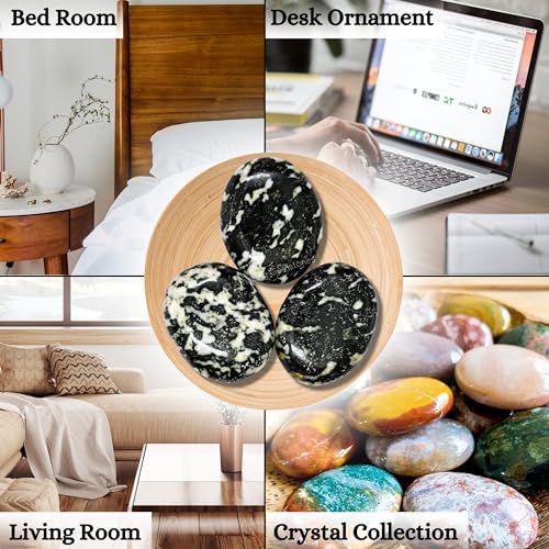 Amazing Gemstone Black and White Tourmaline Crystals and Healing Stones - Large Palm Stone Crystals Piedra - Crystal for Good Luck, Positive Energy, Meditation - Unique Stocking Stuffers, Gifts Women - color: Black & White Tourmaline