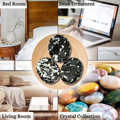 Amazing Gemstone Black and White Tourmaline Crystals and Healing Stones - Large Palm Stone Crystals Piedra - Crystal for Good Luck, Positive Energy, Meditation - Unique Stocking Stuffers, Gifts Women - color: Black & White Tourmaline