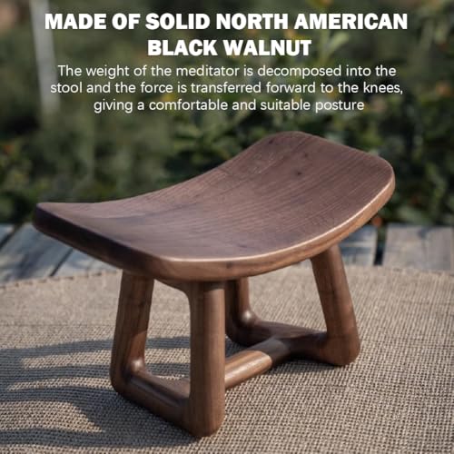 Solid Wood Meditation Stool, Chinese Zen Meditation Stool, Mortise and Tenon Craft Kneeling Stool, Black Walnut Solid Wood Meditation Stool, Compact and Portable,B and Cushion - color: B and Cushion
