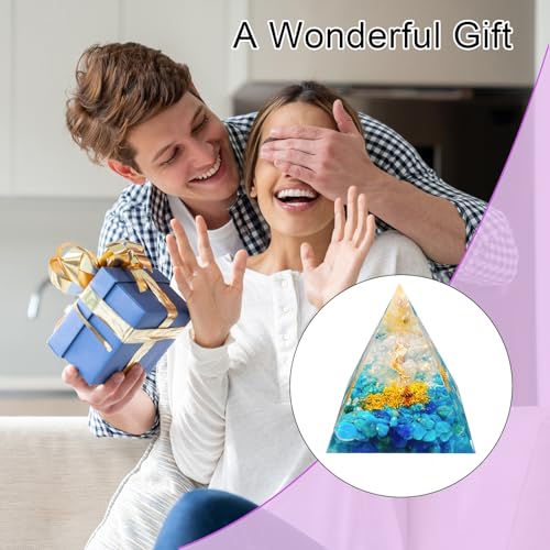Tree of Life Orgone Pyramid,Natural White Quartz&Apatite Orgonite Healing Crystal Pyramid,Crystal Stone Positive Reiki Energy Generator Collection Wealth Lucky Meditation Tool(6cm) - color: White1