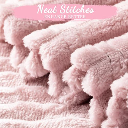Buryeah 12 Pcs Flannel Throw Blanket Bulk 50 x 60 in Sleepover Blanket Outdoor Wedding Throw Lightweight, Oeko-tex Standard 100 Certified for Sofa Homeless Gifts (Light Pink) - color: Light Pink