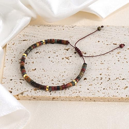 VIBILIA Get Well Gifts for Women, Inspirational Gifts Natural Stone Healing Bracelet, Thinking of You Encouragement Strength Bracelets for Women on Birthday Valentine's Day Easter Mother's Day - color: B. Jasper Stone
