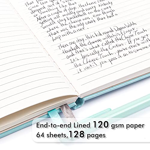 feela 3 Pack Notebooks Journals Bulk, Hardcover Notebook Classic Ruled Lined Journals with Pen Holder for Women Girls School Business Supplies, with 3 Black Pens, 120 GSM, 5.1”x8.3”, A5, Sky Blue - color: 3 Sky Blue