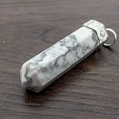 Ayana Crystals White Howlite Necklace – Calm & Clarity in a Crystal Pendant – Handcrafted Hexagonal Reiki Jewelry on Adjustable Cord