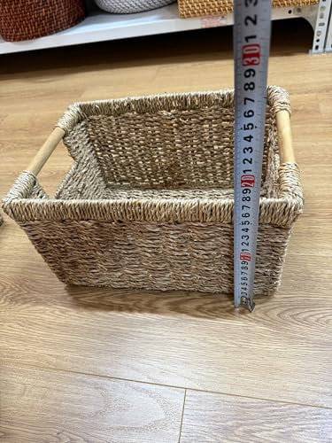 HomeRoots Seagrass Storage Baskets Set of 3, Woven Seagrass Baskets for Shelves, Closet, Nursery, Living Room, Natural Wicker Storage Baskets for Organization and Home Decor