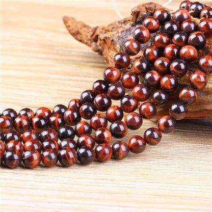 Single-pack of pure gemstone bracelets… - color: 12MM-Red-Tigers-9inch