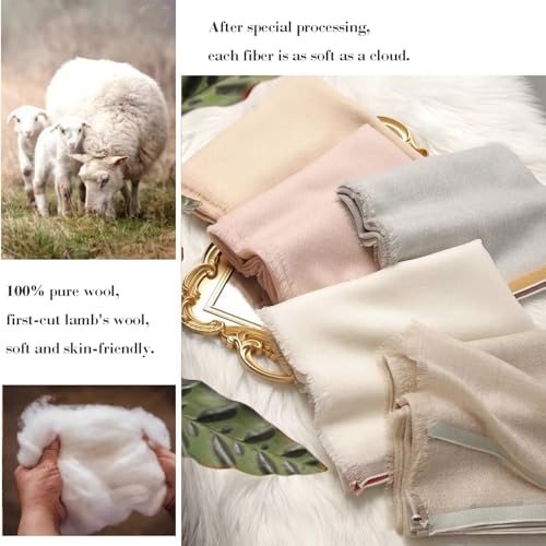 Luxury Cashmere Pashmina Style Shawl - Silk & Wool Blend Scarf, Lightweight Skin-Friendly Wrap - color: Gingham. - White