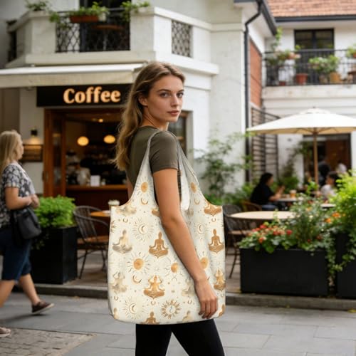 Yoga Meditation (11) For Foldable Shopping Bag, Washable Storage Tote For Work And Travel