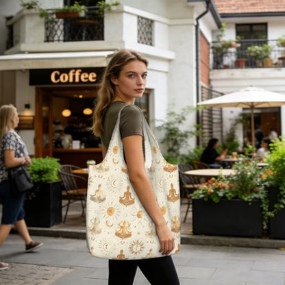 Yoga Meditation (11) For Foldable Shopping Bag, Washable Storage Tote For Work And Travel