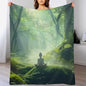 Woman Meditation Jungle Green Ultra Soft Flannel Fleece Bed Blankets Lightweight Cozy Throw Blanket Room Decor for Couch Chair Bedroom Adults Bedding Cozy Blanket Outdoor Travel Blankets 40"x5 - size: 50L" x 40W"