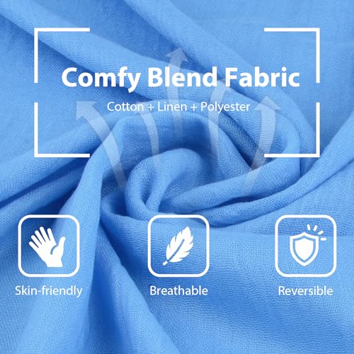 Women Summer Scarfs Large Long Lightweight Linen Beach Gauze Shawl Wrap 75”×43” - color: Sky Blue